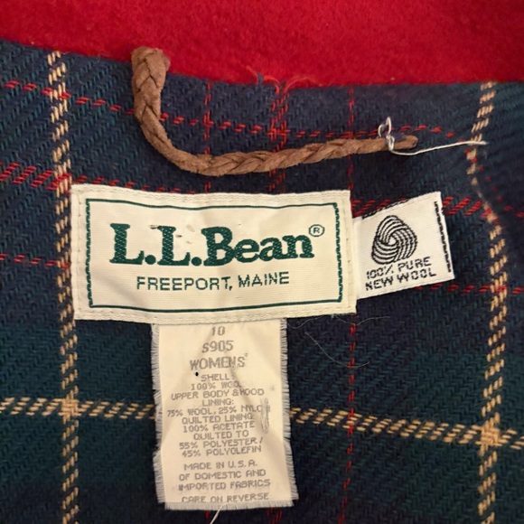 Vintage L.L.Bean Red Wool Duffle Coat Thinsulate Made in USA Women’s 10 - Picture 9 of 10